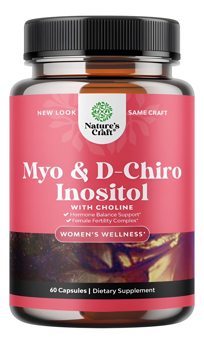 Natures Craft 60 Cápsulas De Myo-inositol Y D-chiro Inositol, Suplemento Con Colina Para Apoyo De Ciclo Y Fertilidad