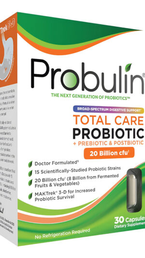 Probulin Probiótico Total Care, Soporte Intestinal Diario Para Adultos, 20 Mil Millones De Ufc, 30 Cápsulas