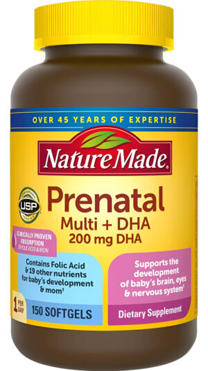 Nature Made, Prenatal Multi + Dha De 0.007 Oz, Dha Para Mujer, 12 Meses Antes Del Parto: 150 Cápsulas Blandas