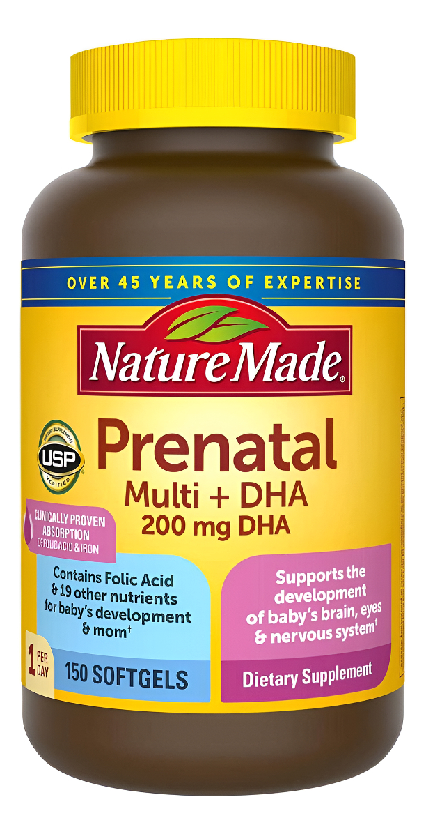 Nature Made, Prenatal Multi + Dha De 0.007 Oz, Dha Para Mujer, 12 Meses Antes Del Parto: 150 Cápsulas Blandas