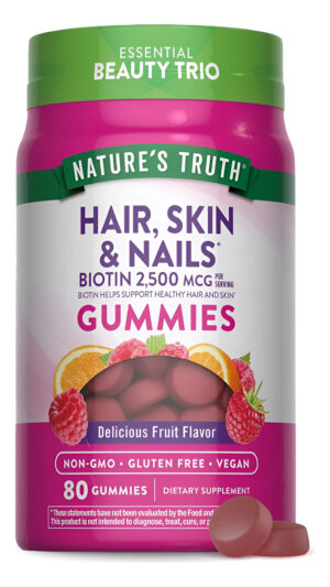 Gomitas Para El Cabello, Piel Y Uñas, 80 Unidades, 2500 Mcg De Biotina, Vegano, Sin Omg, Suplemento Sin Gluten, Vitamin