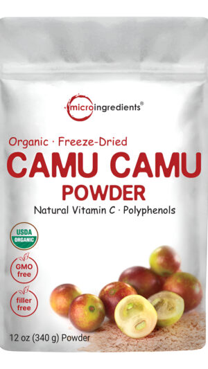 Micro Ingredients Camu Camu En Polvo Orgánico, 12 Onzas, Alto Nivel Natural De Vitamina C