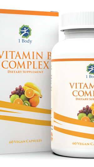 1 Body Complejo De Vitamina B - Folato De 5-mthf Con B1, B2, B5, B6, Metilo B12, Niacina, Biotina, 60 Cápsulas Veganas