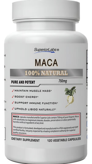 Superior Labs - Maca Peruana Orgánica - 100% Pura Sin Omg - Suplemento Dietético Para Calmar Y Relajarse - Cero Aditivo