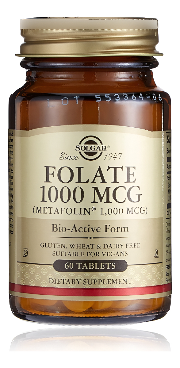 Solgar Folato 1000 Mcg - 60 Tabletas - 1000 Mcg Metafolina Bio-activa - Vegano, Sin Gluten