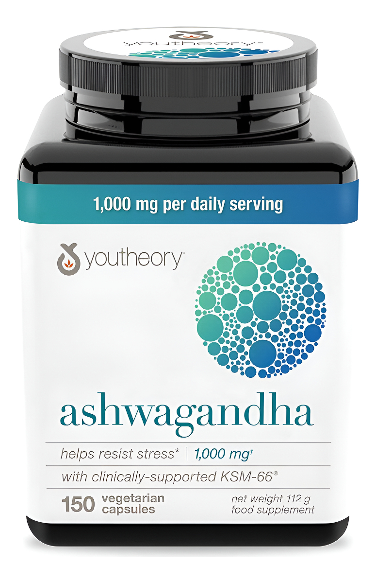 Youtheory Ashwagandha Cápsulas Vegetarianas Peso Neto 150 Recuento