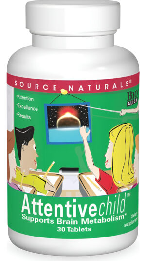 Source Naturals Attentive Child - Nutrientes Cognitivos Saludables Para Niños Activos - Enfoque Y Atención Mejorados Con Dmae, Magnesio, Zinc Y Extra