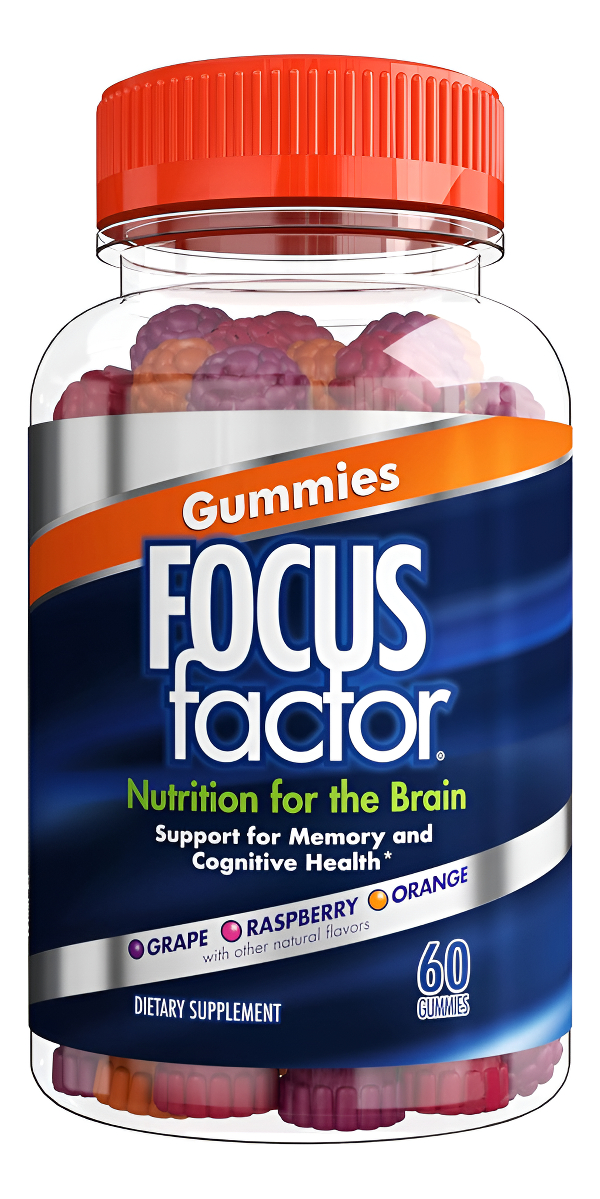 Focus Factor Gomitas Nootrópicas, Suplemento De Memoria Para El Cerebro, Fosfatidilserina, Bacopa, Huperzina A, 60 Unid