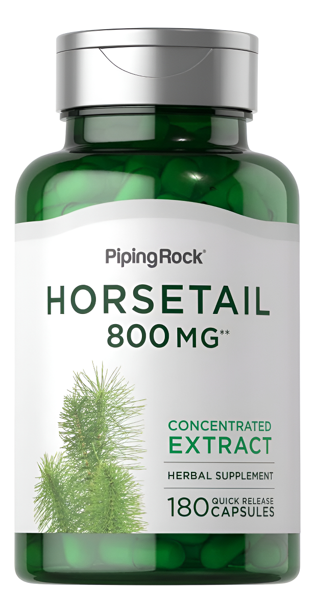 Cápsulas De Cola De Caballo De 800 Mg | 180 Unidades | Suplemento De Extracto De Hierbas | Sin Omg, Sin Gluten | Por Pi