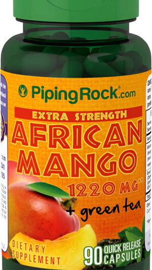 Piping Rock Extracto De Semilla De Mango Africano 1220 Mg | 90 Cápsulas | Con Té Verde | Suplemento Extra Fuerte | Sin Omg, Sin Gluten