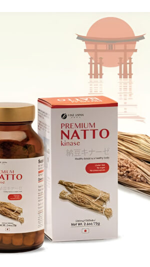 Fine Japan Nattokinase (300 Cápsulas)  Hecho Exclusivamente A Partir De Soja Fermentada 100% Japonesa  Sin Gluten Ni