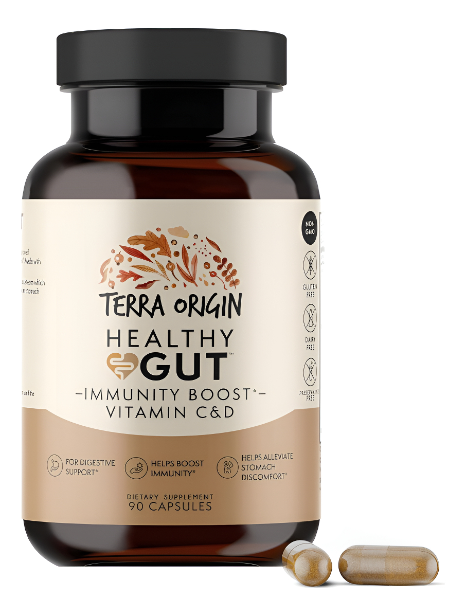 Terra Origin Cápsulas Intestinales Saludables Con Refuerzo De Inmunidad | 90 Cápsulas | Apoyo Digestivo Que Incluye Per