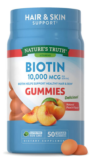 Nature's Truth 50 Gomitas De Biotina | 10000mcg | Suplemento Vegano, Sin Omg Y Sin Gluten |