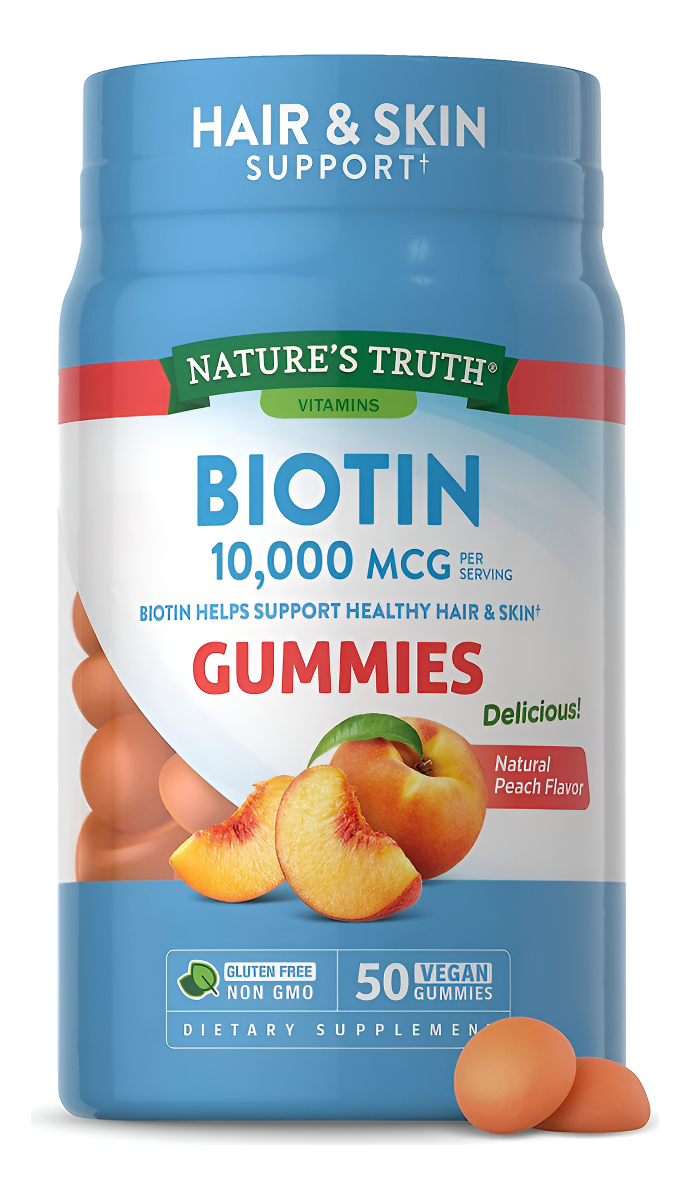 Nature's Truth 50 Gomitas De Biotina | 10000mcg | Suplemento Vegano, Sin Omg Y Sin Gluten |