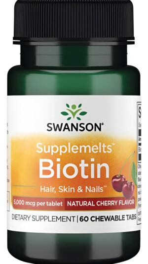 Swanson Suplemento De Biotina Sublingual 5000 Mcg 60 Tabletas Masticables