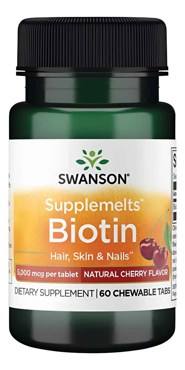 Swanson Suplemento De Biotina Sublingual 5000 Mcg 60 Tabletas Masticables