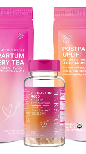 Pink Stork Paquete Posparto: Recuperación Posparto + Apoyo Hormonal, Vitaminas Posnatales Para Lactancia
