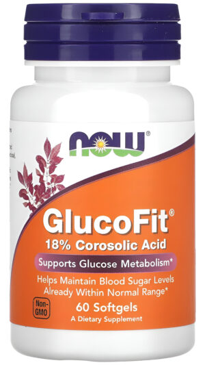 Now Suplementos, Glucofit® Con 18% De Ácido Corosólico, Apoya El Metabolismo De La Glucosa*, 60 Cápsulas Blandas