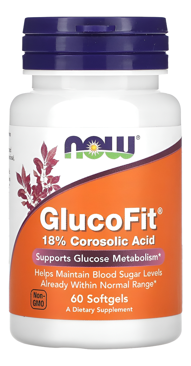 Now Suplementos, Glucofit® Con 18% De Ácido Corosólico, Apoya El Metabolismo De La Glucosa*, 60 Cápsulas Blandas
