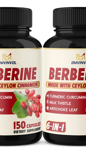 Bmvinvol Suplemento De Berberina 6 En 1, Con Canela De Ceilán, 150 Cápsulas, Paquete De 2
