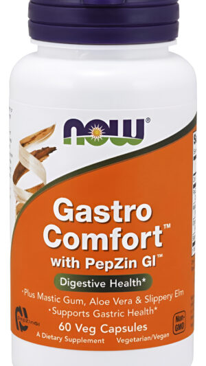 Now Foods Suplementos, Gastro Comfort, Con Goma De Masilla, Aloe Vera Y Olmo Resbaladizo, 60 Cápsulas Vegetales