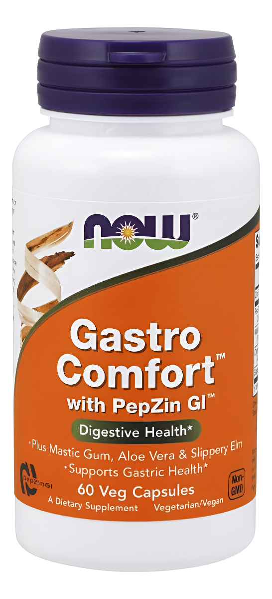 Now Foods Suplementos, Gastro Comfort, Con Goma De Masilla, Aloe Vera Y Olmo Resbaladizo, 60 Cápsulas Vegetales