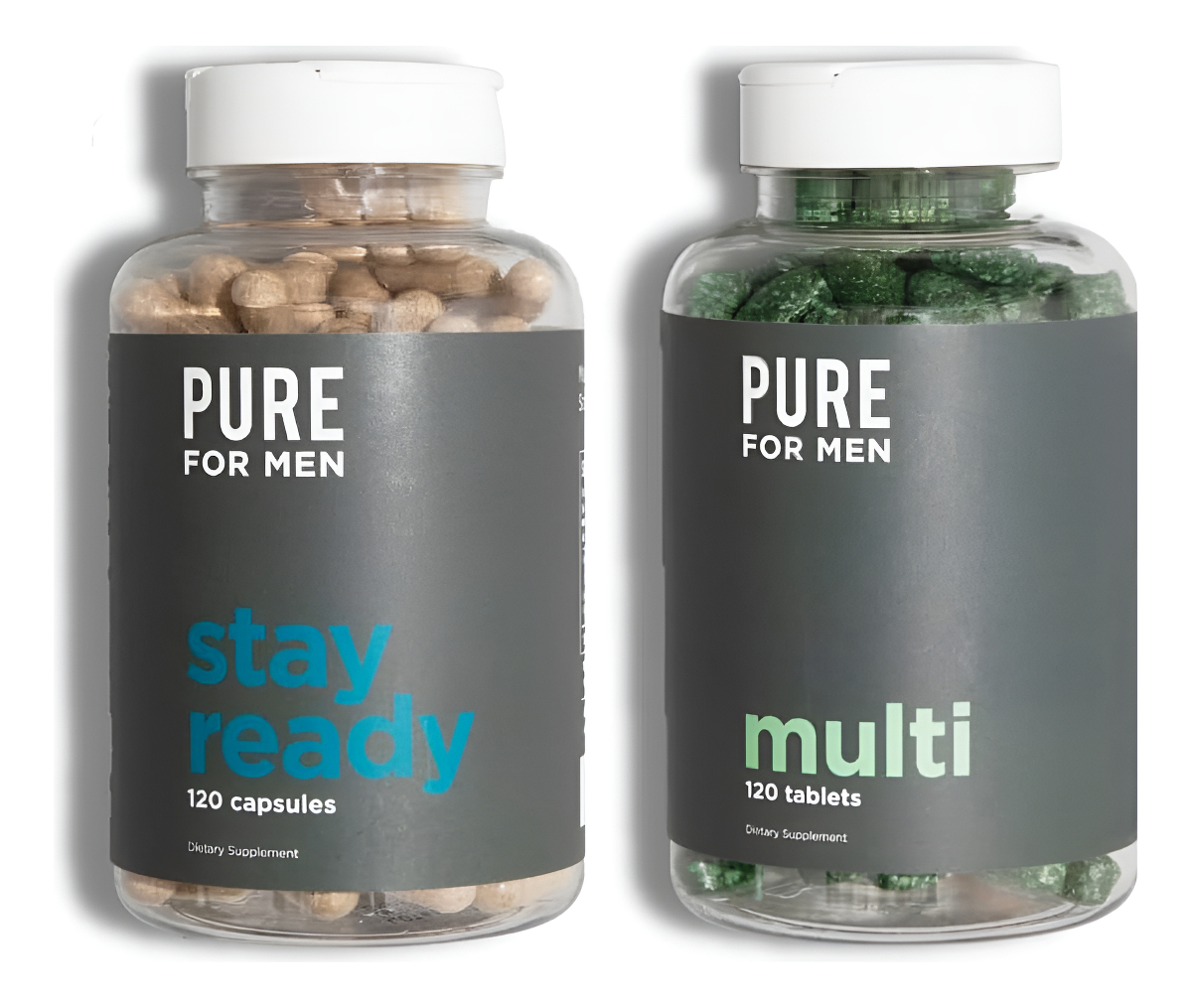 Pure For Men Suplemento De Fibra De Limpieza Vegana Original, 120 Cápsulas Y Multivitamínico Vegano, 120 Cápsulas
