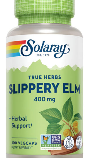 Solaray Corteza De Olmo Resbaladizo De 400 Mg | Función Saludable Del Tracto Respiratorio, Comodidad De Garganta Y Apoy