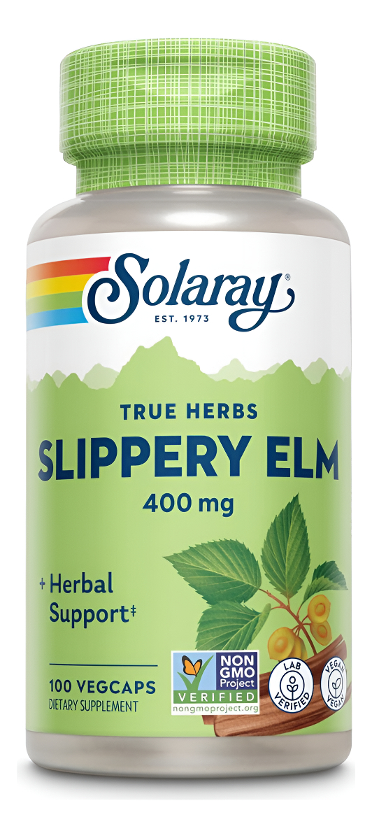 Solaray Corteza De Olmo Resbaladizo De 400 Mg | Función Saludable Del Tracto Respiratorio, Comodidad De Garganta Y Apoy