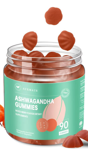 Afxmate Ashwagandha - Gomitas Para Mujer Con Suplemento De Glicinato De Magnesio Para Adultos, Gomitas Sin Azúcar, Vega