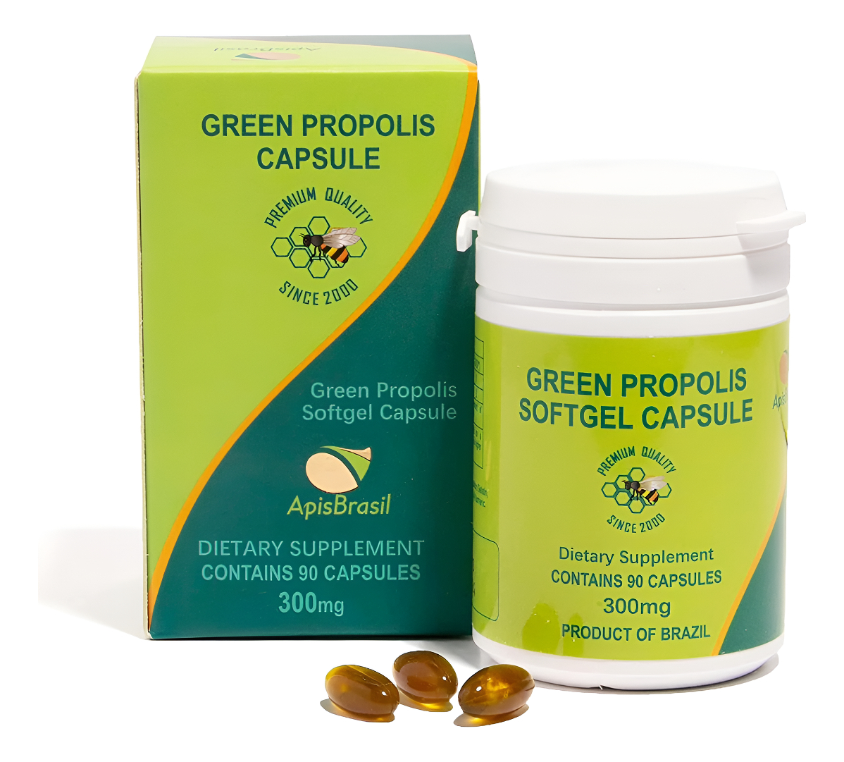 Cápsula De Propóleo De Abeja Verde Brasileña 900 Mg/diariamente Por 3 Cápsulas Blandas Apoyo Inmunológico Natural