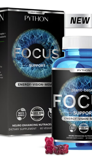 Python Focus - Suplemento Para La Salud Cerebral  Nootrópico Para La Memoria Y La Concentración  Areds 2 Eye + Brain