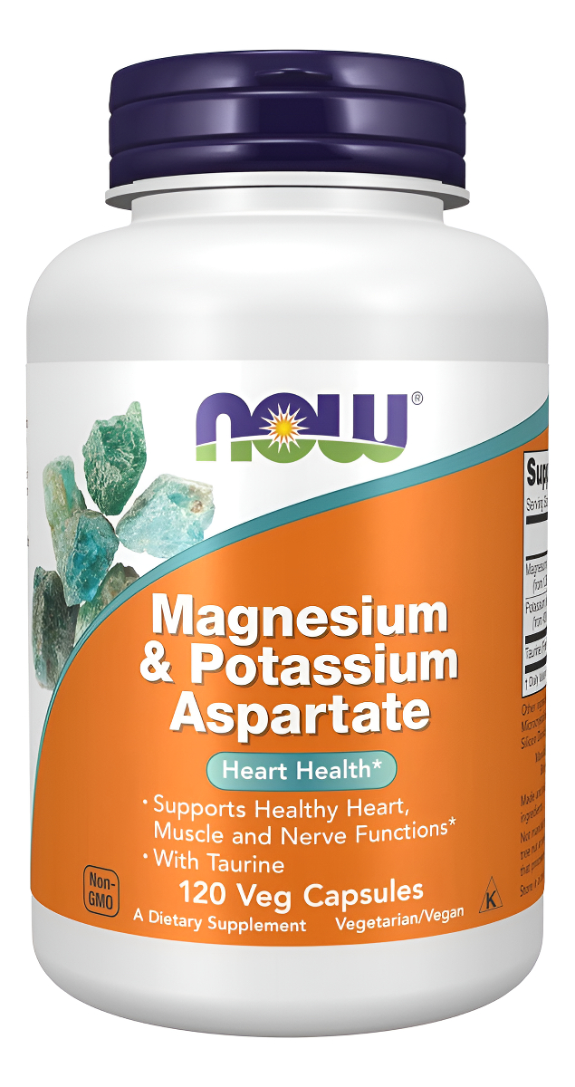 Aspartato Now Foods Magnesio Y Potasio Con Taurina, 1320, 120, 1, 1