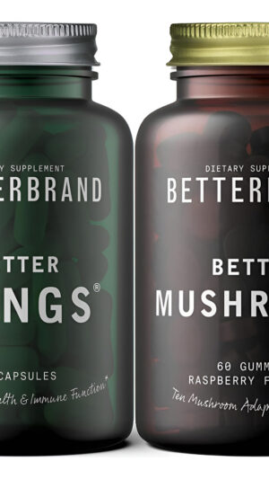 Betterbrand Paquete Better Lungs & Mushrooms - Suplemento Diario De Salud Resporatoria Y Gomitas De Hongos Para Apoyar