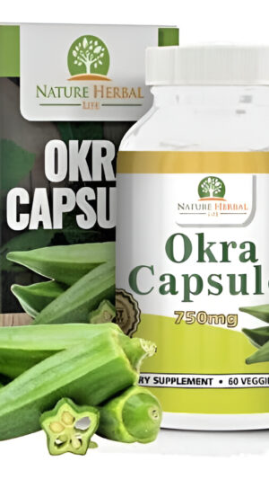 Cápsulas De Okra Natural 750 Mg. Una Botella. 60 Cápsulas Vegetarianas. Okra (abelmoschus Esculentus)