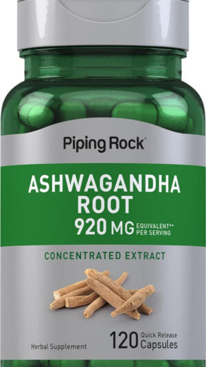 Piping Rock Suplemento Ashwagandha | 920 Mg | 120 Cápsulas | Sin Omg, Sin Gluten