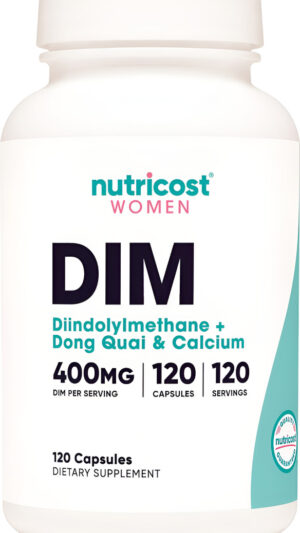 Nutricost Suplemento Dim De Diindolilmetano Para Mujeres De 400 Mg, 120 Cápsulas, Con Dong Quai, Calcio Y Cohosh Negro,