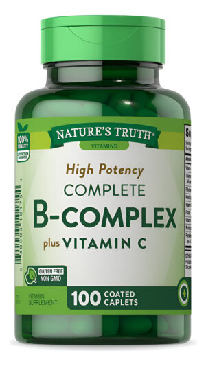 Nature's Truth Vitamina B Complex Plus Vitamina C | 100 Cápsulas | Suplemento Vegano, Sin Omg Y Sin Gluten