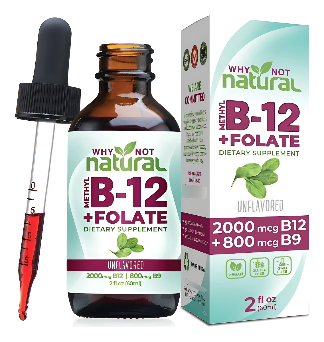 Why Not Natural Vitamina Orgánica B12 + Folato Líquido Sublingual