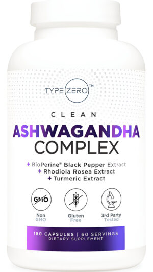 Type Zero Ksm-66 Extracto De Raíz De Ashwagandha 1,200 Mg, 60 Porciones  Withanólidos De Alta Potencia Al 5%  Con Cúr