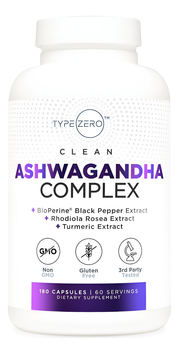 Type Zero Ksm-66 Extracto De Raíz De Ashwagandha 1,200 Mg, 60 Porciones Withanólidos De Alta Potencia Al 5% Con Cúr
