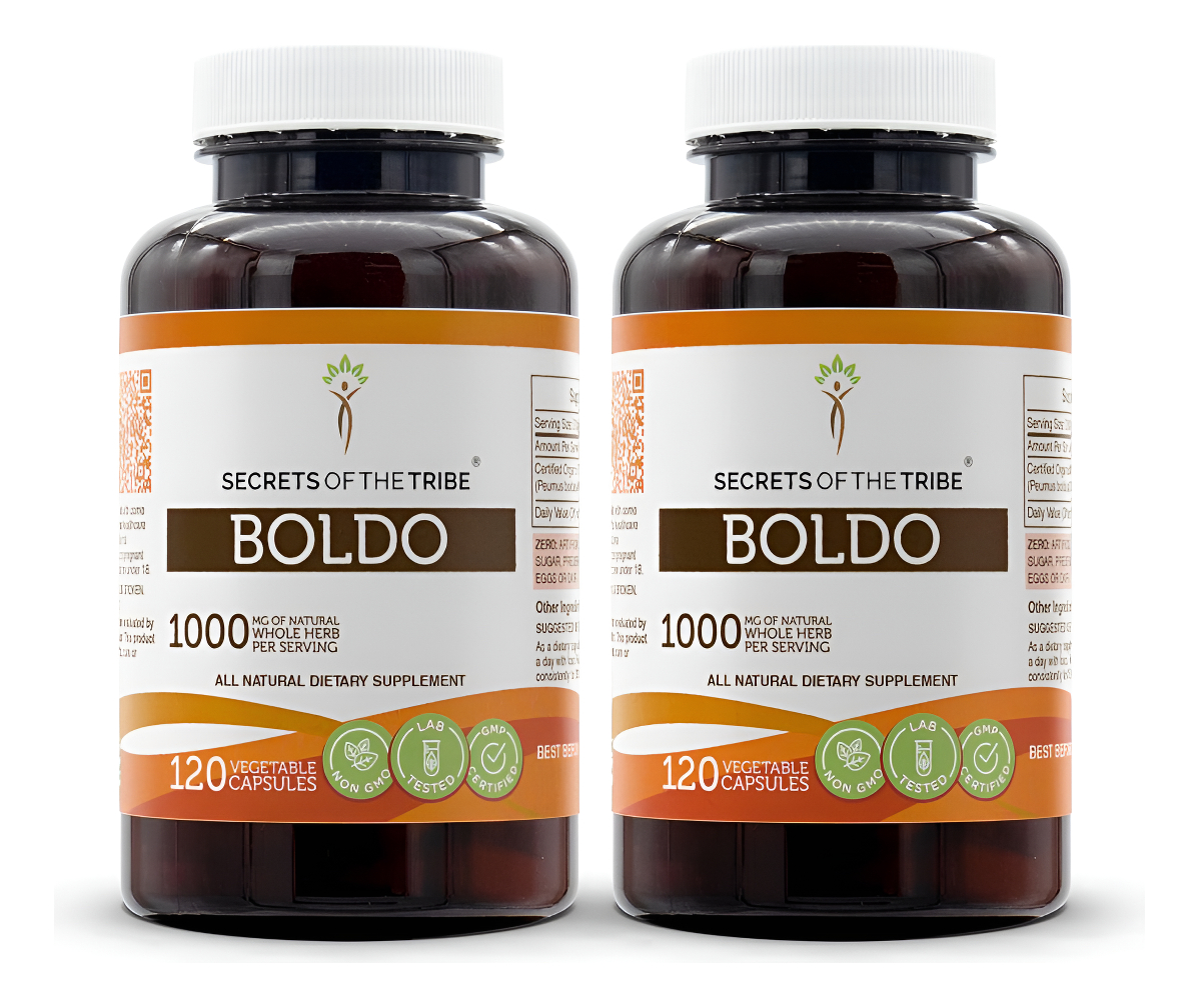 Secrets Of The Tribe Boldo 120 Cápsulas (2 Uds.), 1000 Mg, Boldo (peumus Boldus) Hoja Seca (2x120 Cápsulas)