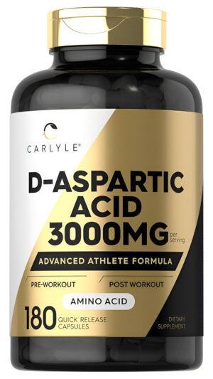 Carlyle D Cápsulas De Ácido Aspártico (daa) | 3000 Mg | 180 Unidades | Suplemento Sin Omg, Sin Gluten | Fórmula Avanzad