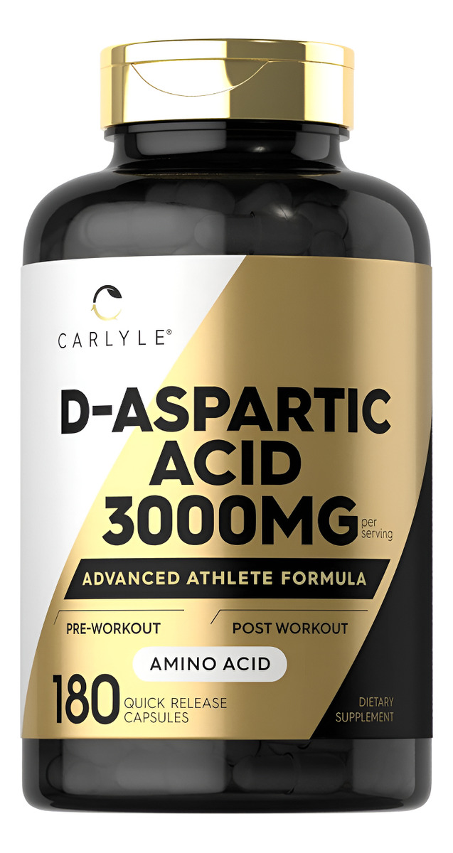Carlyle D Cápsulas De Ácido Aspártico (daa) | 3000 Mg | 180 Unidades | Suplemento Sin Omg, Sin Gluten | Fórmula Avanzad