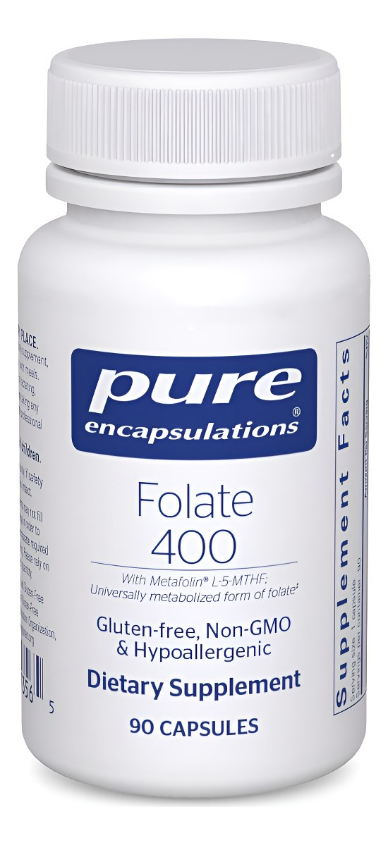 Pure Encapsulations Folato 400 | Suplemento De Metafolina L-5-mthf Para Apoyar La Salud Cardiovascular, Celular Y Neura