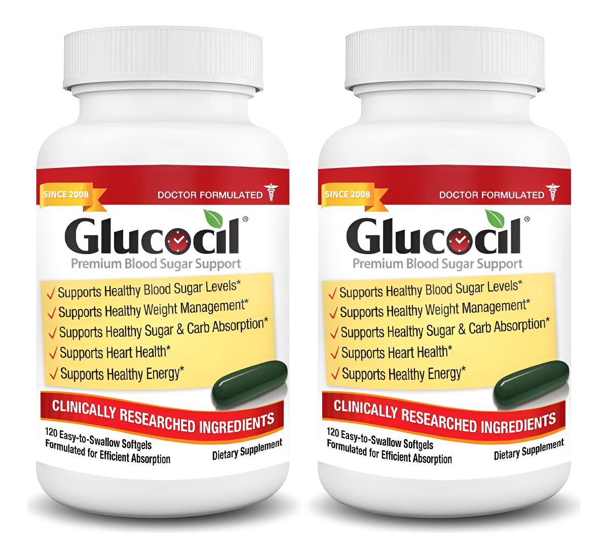 Glucocil Promueve Niveles Normales De Azúcar En La Sangre, Y Un Peso Corporal Sano Paquete De 2