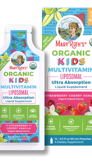 Maryruth Organics Multivitamínico Para Niños Usda Orgánico | Sin Azúcar, Para Niños | Bolsas De 14 A 0.5 Onzas Líquidas