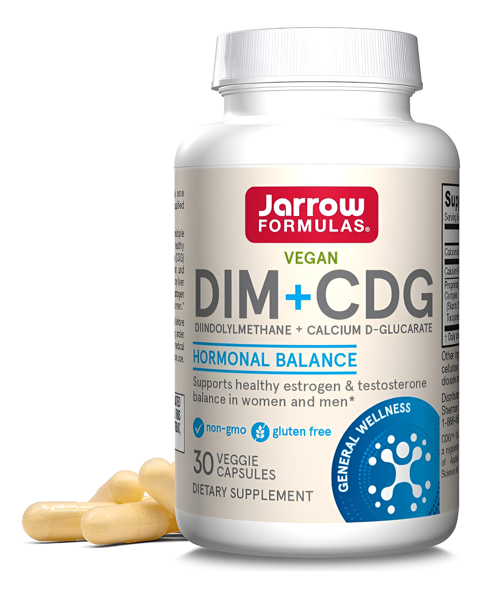 Jarrow Formulas Dim + Cdg, Suplemento Dietético, Apoyo De Desintoxicación Hepática, 30 Cápsulas Vegetales