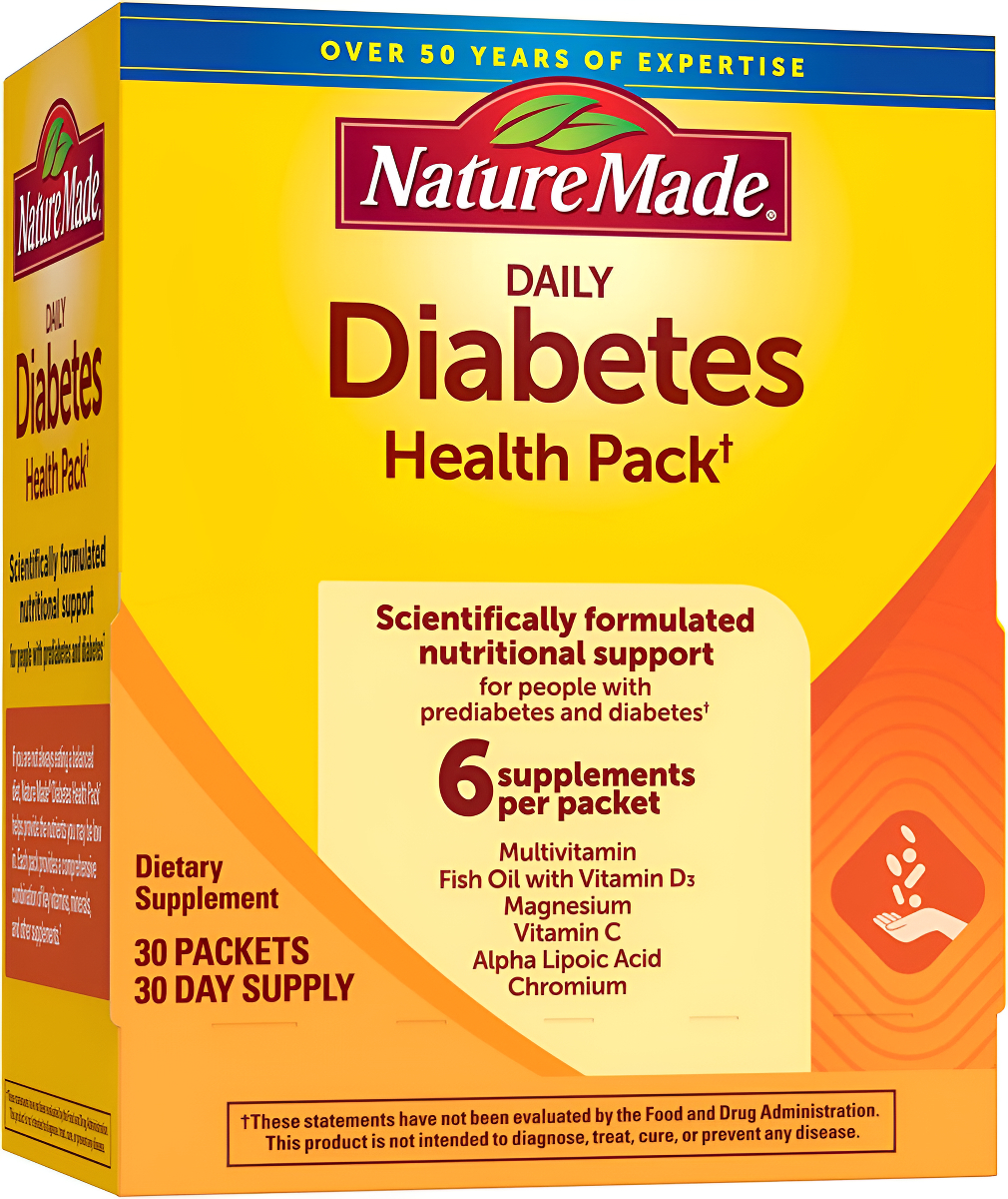 Paquete Diario Para La Salud De La Diabetes De Nature Made, Suplemento Dietético Para Apoyo Nutricional, 30 Paquetes