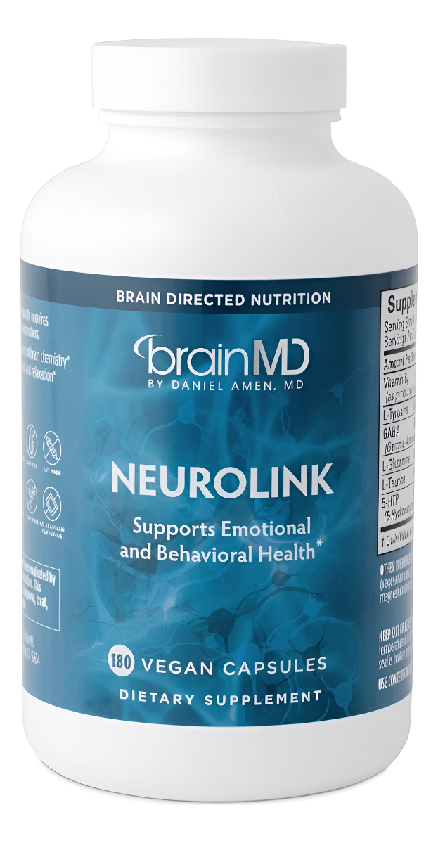Dr Amen Brainmd Neurolink - 180 Cápsulas - Promueve La Función Cerebral Óptima, Enfoque Y Concentración - Sin Gluten